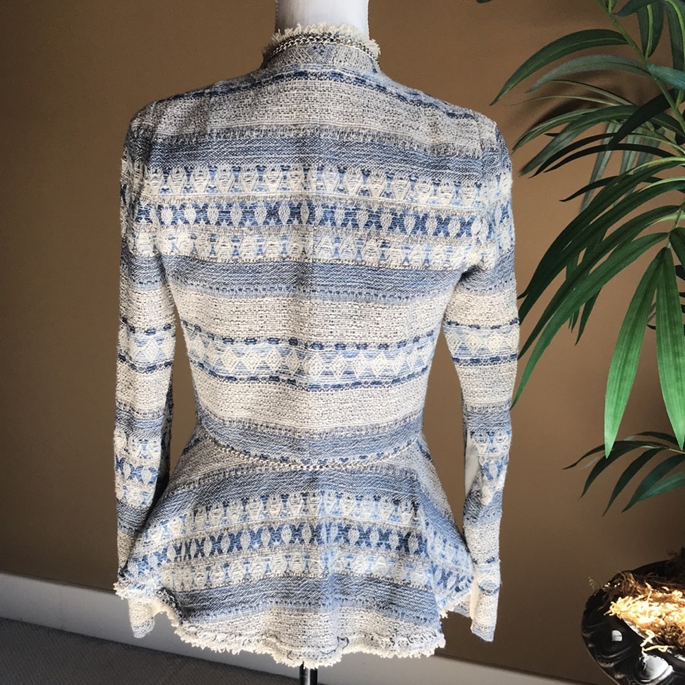 Rebecca Taylor Blue and White Textured Blazer - Picture 5 of 12